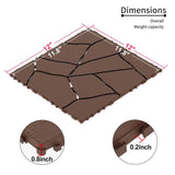 GOGEXX 12 in. W x 12 in. L Outdoor Imitation Stone Texture Plastic Interlocking Flooring Deck Tiles (Pack of 44 Tiles) in Brown