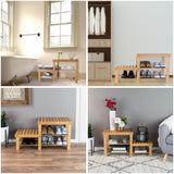 18.25 H 5-Pair 3-Tier Brown Bamboo Shoe Rack
