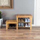 18.25 H 5-Pair 3-Tier Brown Bamboo Shoe Rack