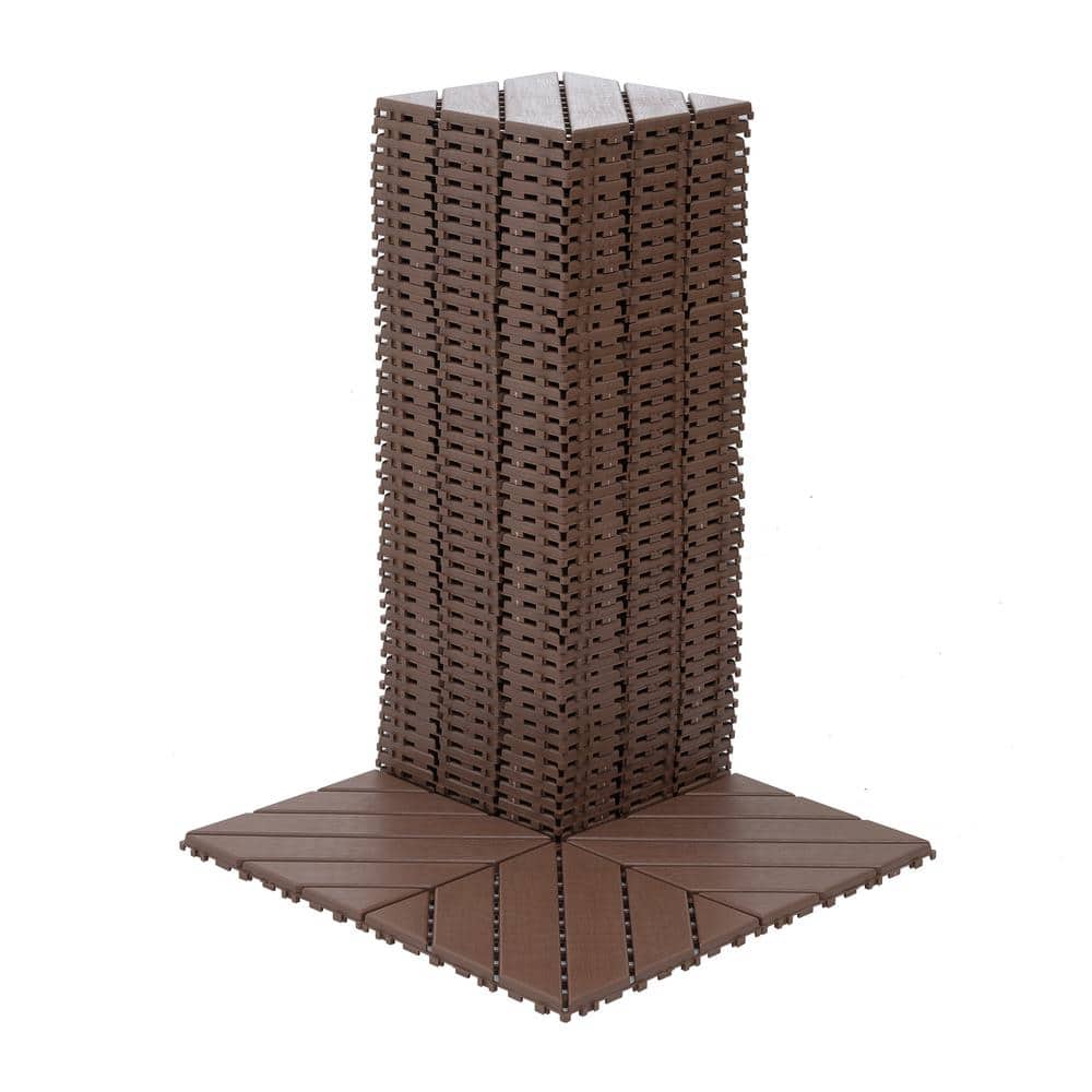 Siavonce 1 ft. x 1 ft. Plastic Interlocking Deck Tiles, Patio Deck Tiles, Square Waterproof Outdoor (44-Pack)