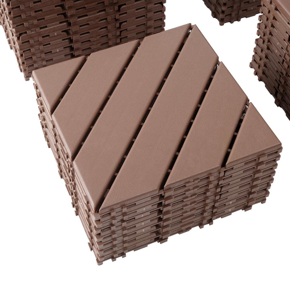 Siavonce 1 ft. x 1 ft. Plastic Interlocking Deck Tiles, Patio Deck Tiles, Square Waterproof Outdoor (44-Pack)