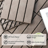 Siavonce Patio Interlocking Deck Tiles, 12"x12" Square Composite Decking Tiles, Four Slat Plastic Flooring Tile, Brown, Pack of 9