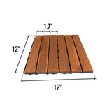 12 in. x 12 in. Outdoor Striped Square Wood Interlocking Waterproof Flooring Deck Tiles in Brown (Pack of 20 Tiles)
