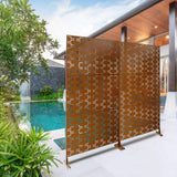 Sudzendf Outdoor and Indoor Freestanding Decorative Privacy Screen Metal Privacy Screen, Fence Panels in Brown