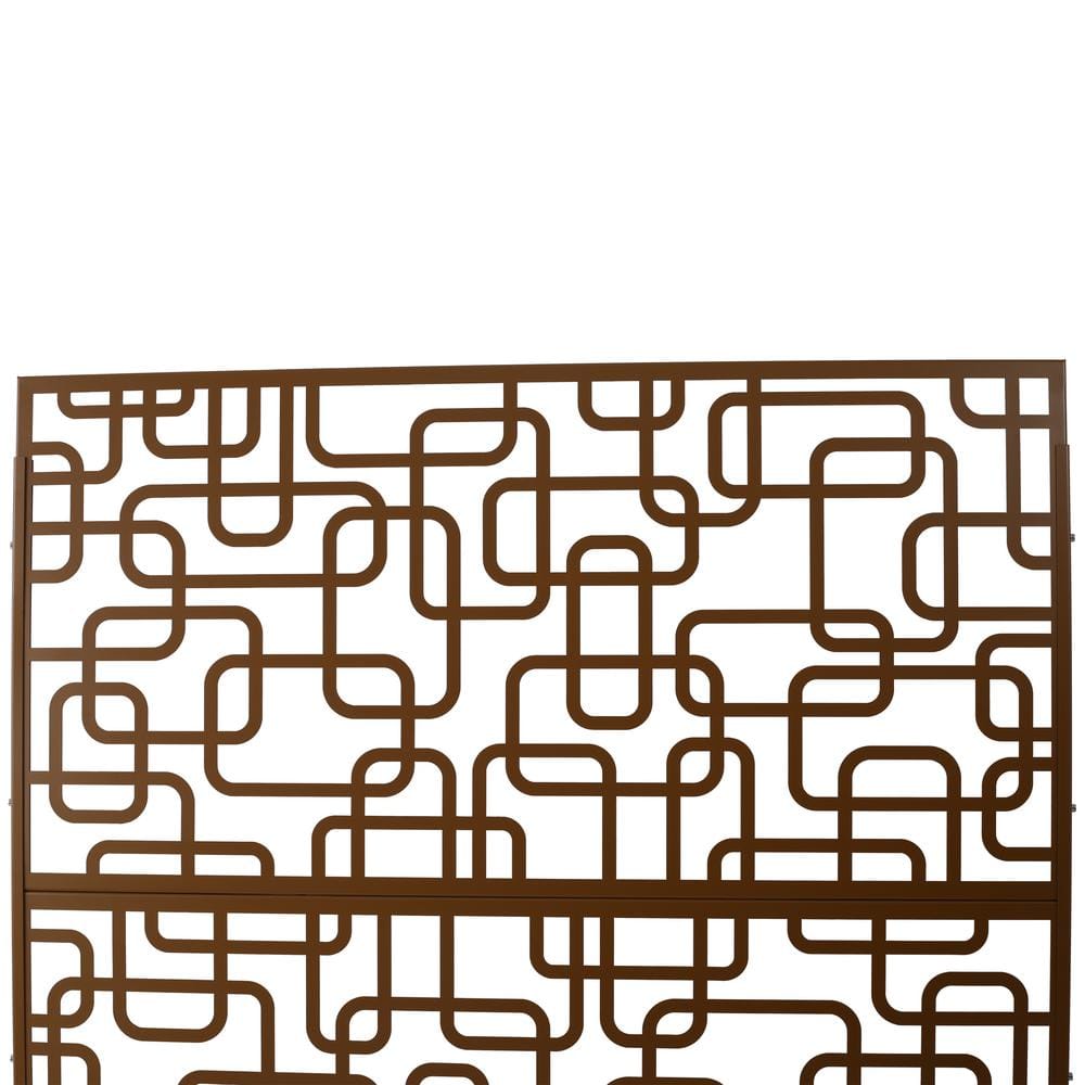 Sudzendf Outdoor and Indoor Freestanding Decorative Privacy Screen Metal Privacy Screen, Fence Panels in Brown