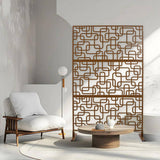 Sudzendf Outdoor and Indoor Freestanding Decorative Privacy Screen Metal Privacy Screen, Fence Panels in Brown