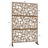 Sudzendf Outdoor and Indoor Freestanding Decorative Privacy Screen Metal Privacy Screen, Fence Panels in Brown