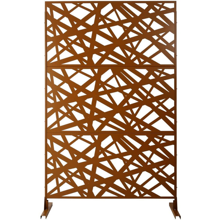 Sudzendf Outdoor and Indoor Freestanding Decorative Privacy Screen Metal Privacy Screen, Fence Panels in Brown