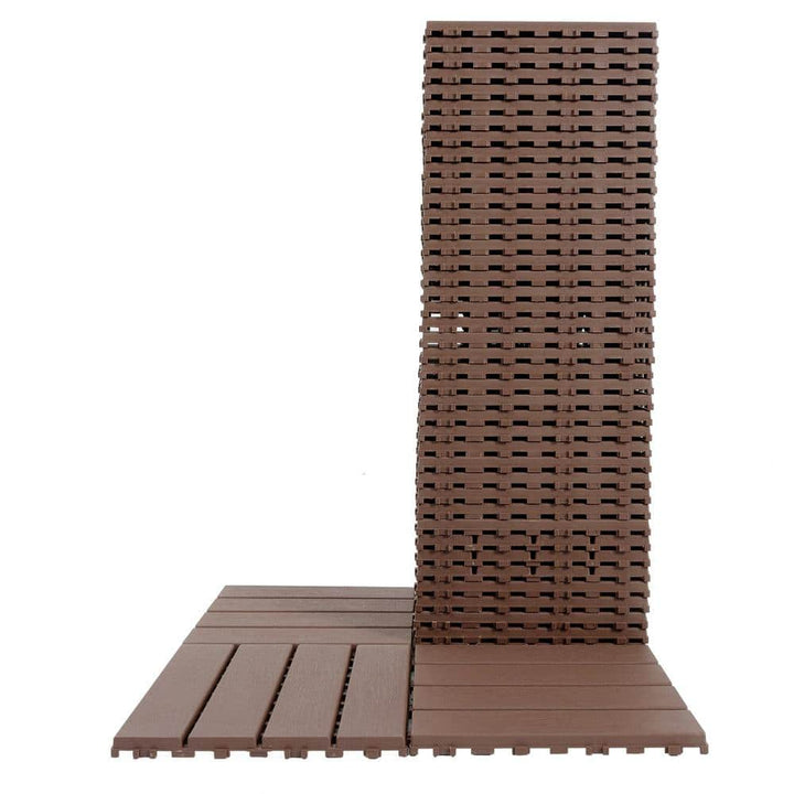 Tidoin Outdoor 1 ft. x 1 ft. Composite Deck Tile in Brown(44 Per Box)