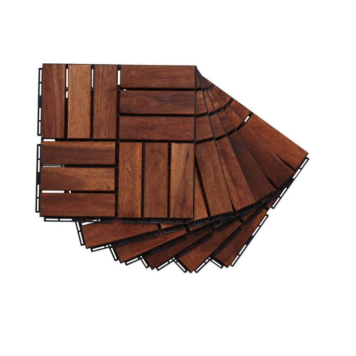 Tidoin Outdoor 1 ft. x 1 ft. Acacia Wood Deck Tile in Brown(10 Per Box)