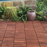 Tidoin Outdoor 1 ft. x 1 ft. Solid Wood Deck Tile in Brown(10 Per Box)