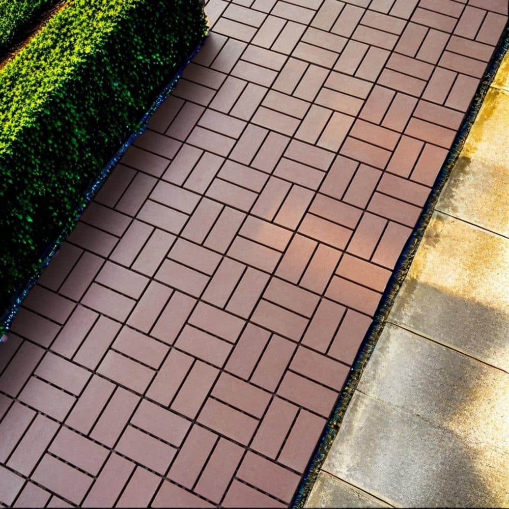 Tidoin Outdoor 1 ft. x 1 ft. Composite Interlocking Tile Deck Tile in Brown(44 Per Box)