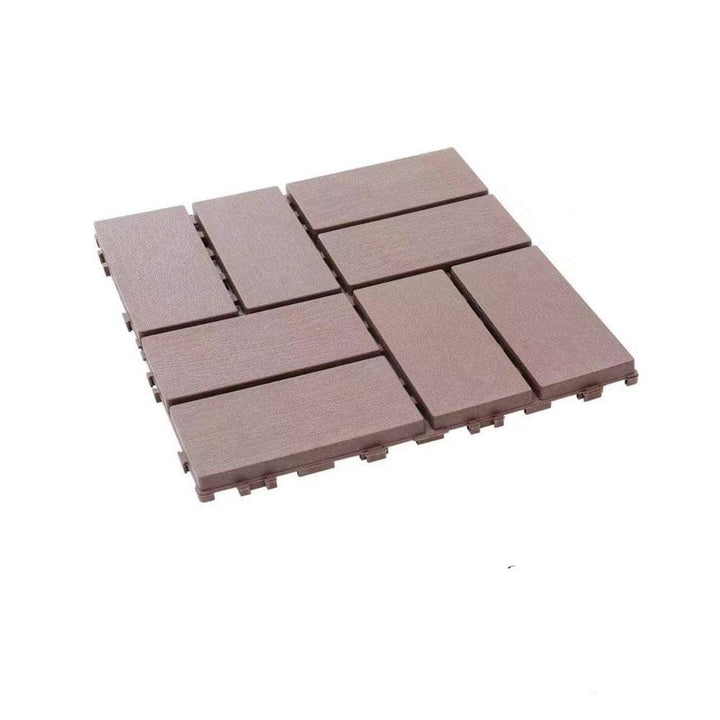 Tidoin Outdoor 1 ft. x 1 ft. Composite Interlocking Tile Deck Tile in Brown(44 Per Box)