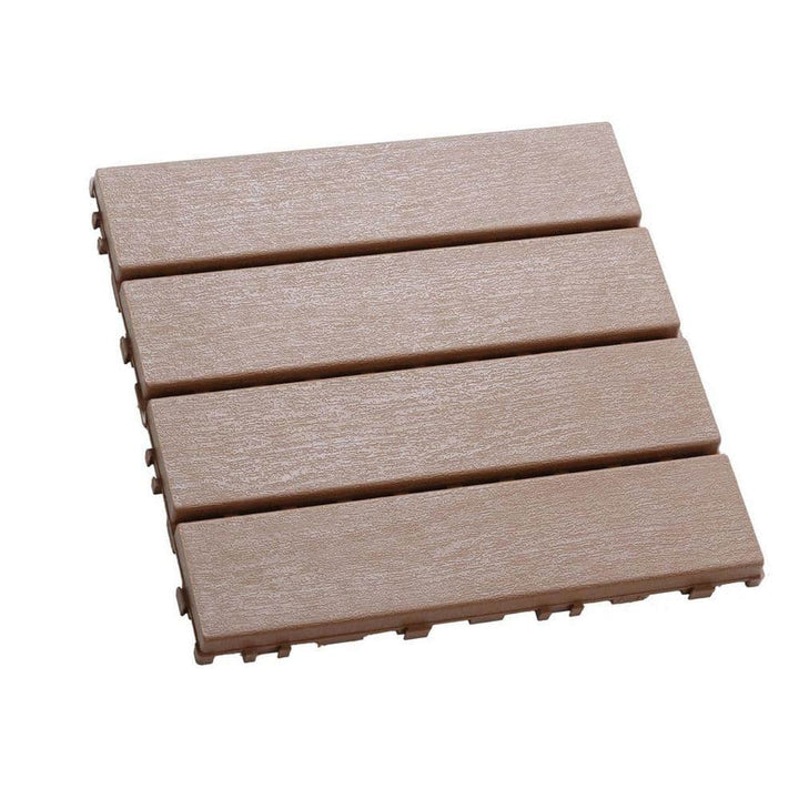 Tidoin Outdoor 1 ft. x 1 ft. Composite Interlocking Tile Deck Tile in Brown(54 Per Box)