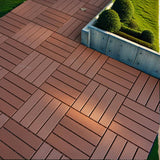 Tidoin Outdoor 1 ft. x 1 ft. Composite Interlocking Tile Deck Tile in Brown(54 Per Box)