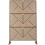 Tidoin 6.3 ft. x 4 ft. Brown Steel Freestanding Flat Flat Top Decorative Privacy Screen Metal Fence Panel