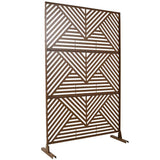 Tidoin 6.3 ft. x 4 ft. Brown Steel Freestanding Flat Flat Top Decorative Privacy Screen Metal Fence Panel