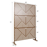Tidoin 6.3 ft. x 4 ft. Brown Steel Freestanding Flat Flat Top Decorative Privacy Screen Metal Fence Panel