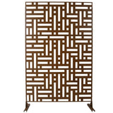 Tidoin 6.3 ft. x 4 ft. Brown Steel Freestanding Flat Flat Top Decorative Privacy Screen Metal Fence Panel
