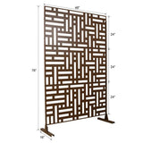 Tidoin 6.3 ft. x 4 ft. Brown Steel Freestanding Flat Flat Top Decorative Privacy Screen Metal Fence Panel