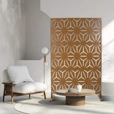 Tidoin 6.3 ft. x 4 ft. Brown Steel Freestanding Flat Flat Top Decorative Privacy Screen Metal Fence Panel