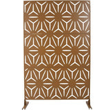 Tidoin 6.3 ft. x 4 ft. Brown Steel Freestanding Flat Flat Top Decorative Privacy Screen Metal Fence Panel