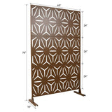 Tidoin 6.3 ft. x 4 ft. Brown Steel Freestanding Flat Flat Top Decorative Privacy Screen Metal Fence Panel