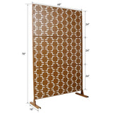 Tidoin 6.3 ft. x 4 ft. Brown Steel Freestanding Flat Flat Top Decorative Privacy Screen Metal Fence Panel