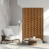 Tidoin 6.3 ft. x 4 ft. Brown Steel Freestanding Flat Flat Top Decorative Privacy Screen Metal Fence Panel