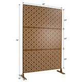 Tidoin 6.3 ft. x 4 ft. Brown Steel Freestanding Flat Flat Top Decorative Privacy Screen Metal Fence Panel
