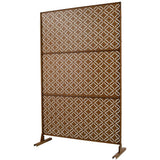 Tidoin 6.3 ft. x 4 ft. Brown Steel Freestanding Flat Flat Top Decorative Privacy Screen Metal Fence Panel