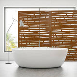 Tidoin 6.3 ft. x 4 ft. Brown Steel Freestanding Flat Flat Top Decorative Privacy Screen Metal Fence Panel
