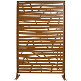 Tidoin 6.3 ft. x 4 ft. Brown Steel Freestanding Flat Flat Top Decorative Privacy Screen Metal Fence Panel