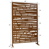 Tidoin 6.3 ft. x 4 ft. Brown Steel Freestanding Flat Flat Top Decorative Privacy Screen Metal Fence Panel
