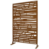 Tidoin 6.3 ft. x 4 ft. Brown Steel Freestanding Flat Flat Top Decorative Privacy Screen Metal Fence Panel