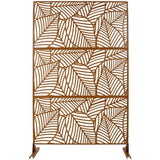 Tidoin 6.3 ft. x 4 ft. Brown Steel Freestanding Flat Flat Top Decorative Privacy Screen Metal Fence Panel