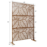 Tidoin 6.3 ft. x 4 ft. Brown Steel Freestanding Flat Flat Top Decorative Privacy Screen Metal Fence Panel