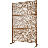 Tidoin 6.3 ft. x 4 ft. Brown Steel Freestanding Flat Flat Top Decorative Privacy Screen Metal Fence Panel