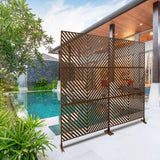 Tidoin 6.3 ft. x 4 ft. Brown Steel Freestanding Flat Flat Top Decorative Privacy Screen Metal Fence Panel