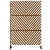 Tidoin 6.3 ft. x 4 ft. Brown Steel Freestanding Flat Flat Top Decorative Privacy Screen Metal Fence Panel