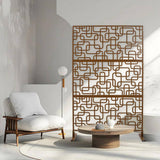Tidoin 6.3 ft. x 4 ft. Brown Steel Freestanding Flat Flat Top Decorative Privacy Screen Metal Fence Panel