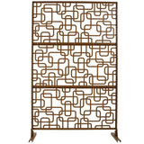 Tidoin 6.3 ft. x 4 ft. Brown Steel Freestanding Flat Flat Top Decorative Privacy Screen Metal Fence Panel