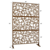 Tidoin 6.3 ft. x 4 ft. Brown Steel Freestanding Flat Flat Top Decorative Privacy Screen Metal Fence Panel