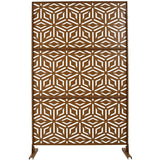 Tidoin 6.3 ft. x 4 ft. Brown Steel Freestanding Flat Flat Top Decorative Privacy Screen Metal Fence Panel