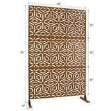 Tidoin 6.3 ft. x 4 ft. Brown Steel Freestanding Flat Flat Top Decorative Privacy Screen Metal Fence Panel