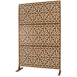Tidoin 6.3 ft. x 4 ft. Brown Steel Freestanding Flat Flat Top Decorative Privacy Screen Metal Fence Panel