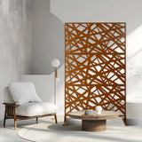 Tidoin 6.3 ft. x 4 ft. Brown Steel Freestanding Flat Flat Top Decorative Privacy Screen Metal Fence Panel
