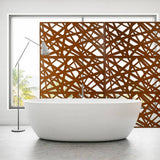 Tidoin 6.3 ft. x 4 ft. Brown Steel Freestanding Flat Flat Top Decorative Privacy Screen Metal Fence Panel