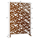 Tidoin 6.3 ft. x 4 ft. Brown Steel Freestanding Flat Flat Top Decorative Privacy Screen Metal Fence Panel