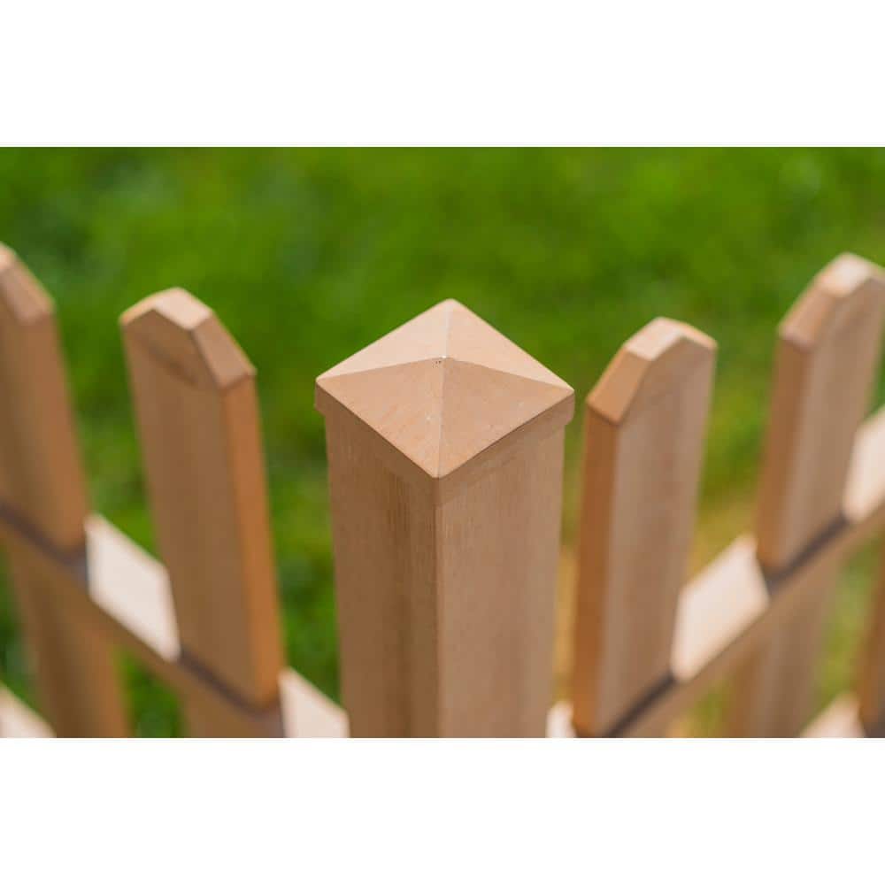 VITA Country Corner Embossed Vinyl Picket Fence, Brown - 49"L x 49"W x 44"H